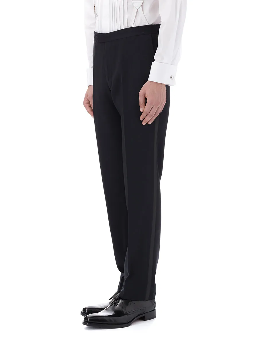 Midnight Hampton Wool Flat Front Dress Trousers
