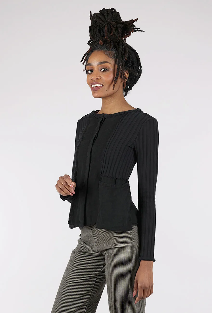 Mixed Media Shrunken Jacket, Black