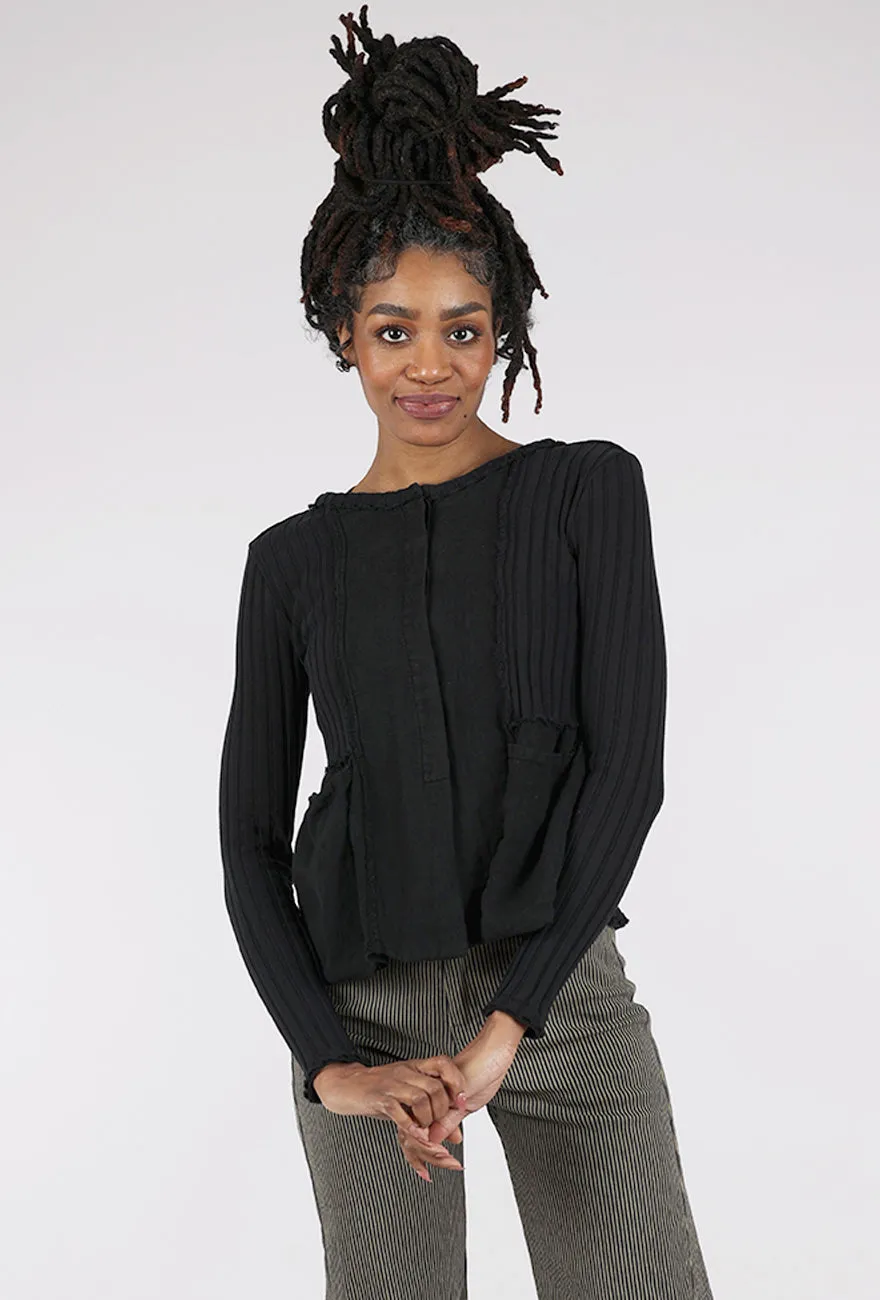 Mixed Media Shrunken Jacket, Black