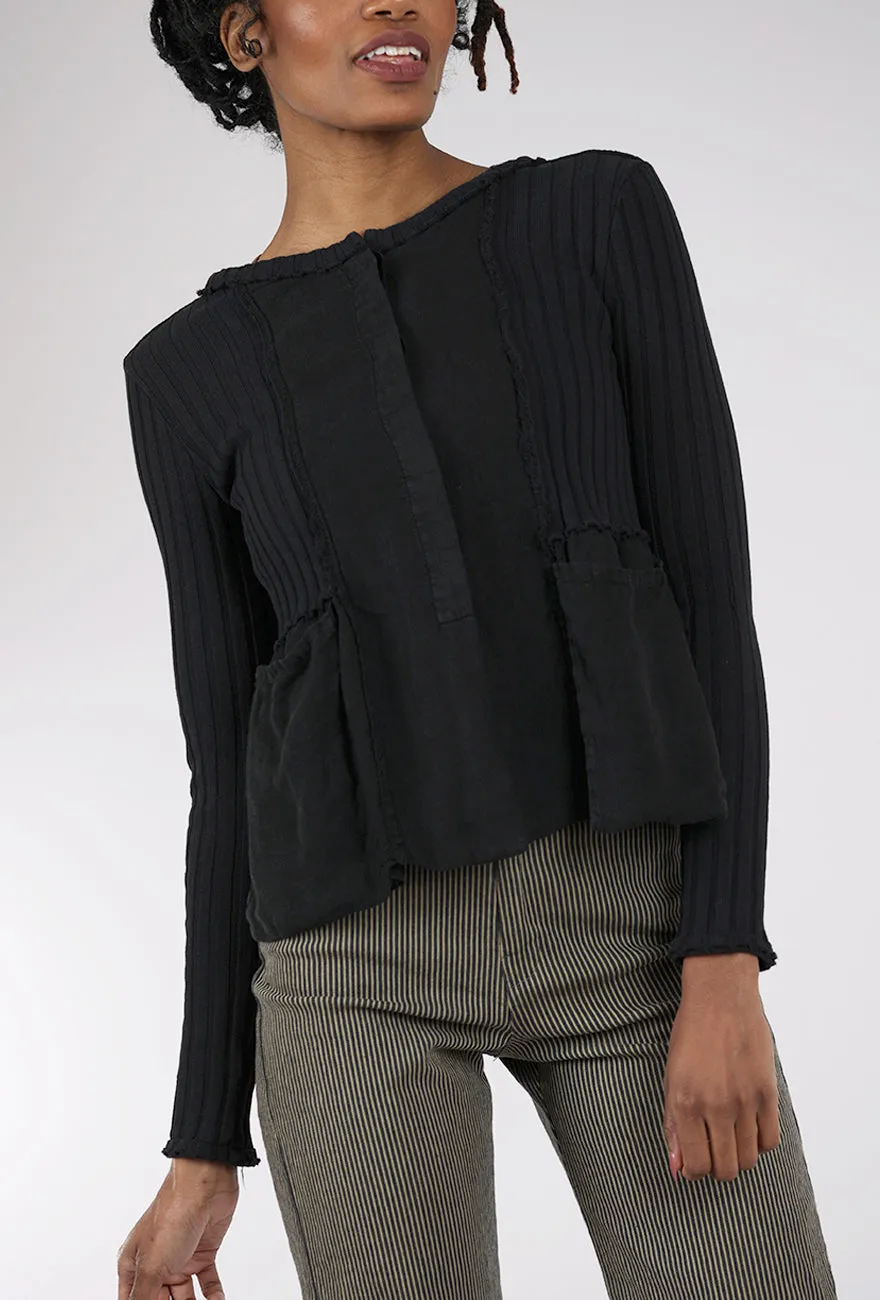 Mixed Media Shrunken Jacket, Black