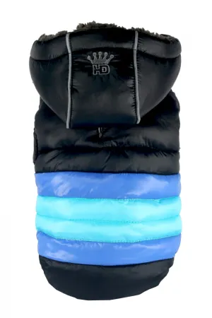 MULTI-COLOR SOFT STRIPE PUFFER DOG COAT - BLACK