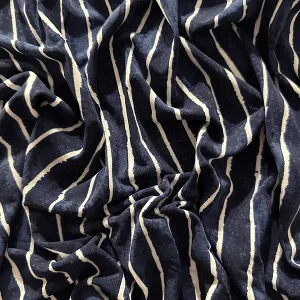 Navy Blue Paint Stripe ITY Jersey Knit Fabric