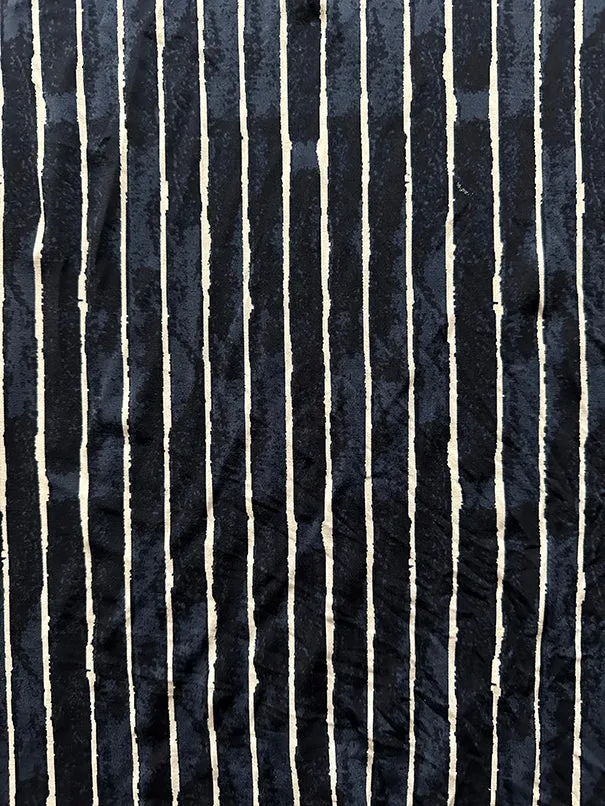 Navy Blue Paint Stripe ITY Jersey Knit Fabric