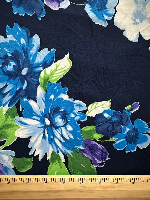 Navy Multi Floral Print ITY Jersey Knit Fabric