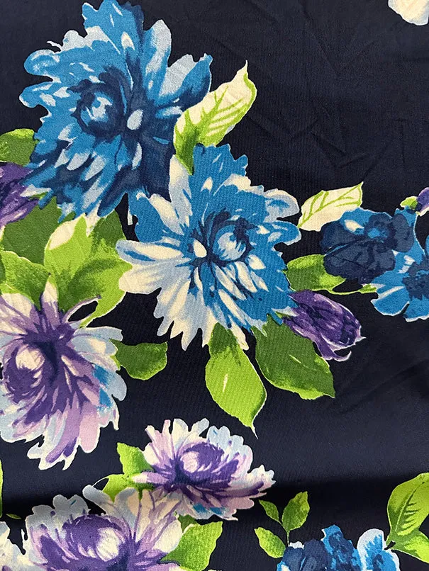 Navy Multi Floral Print ITY Jersey Knit Fabric