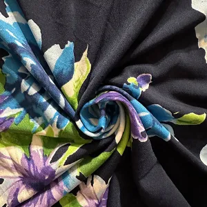 Navy Multi Floral Print ITY Jersey Knit Fabric