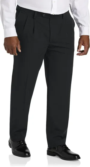 Oak Hill by DXL Men's Big and Tall Easy Stretch Pleated Dress Pants Black 62 x 32