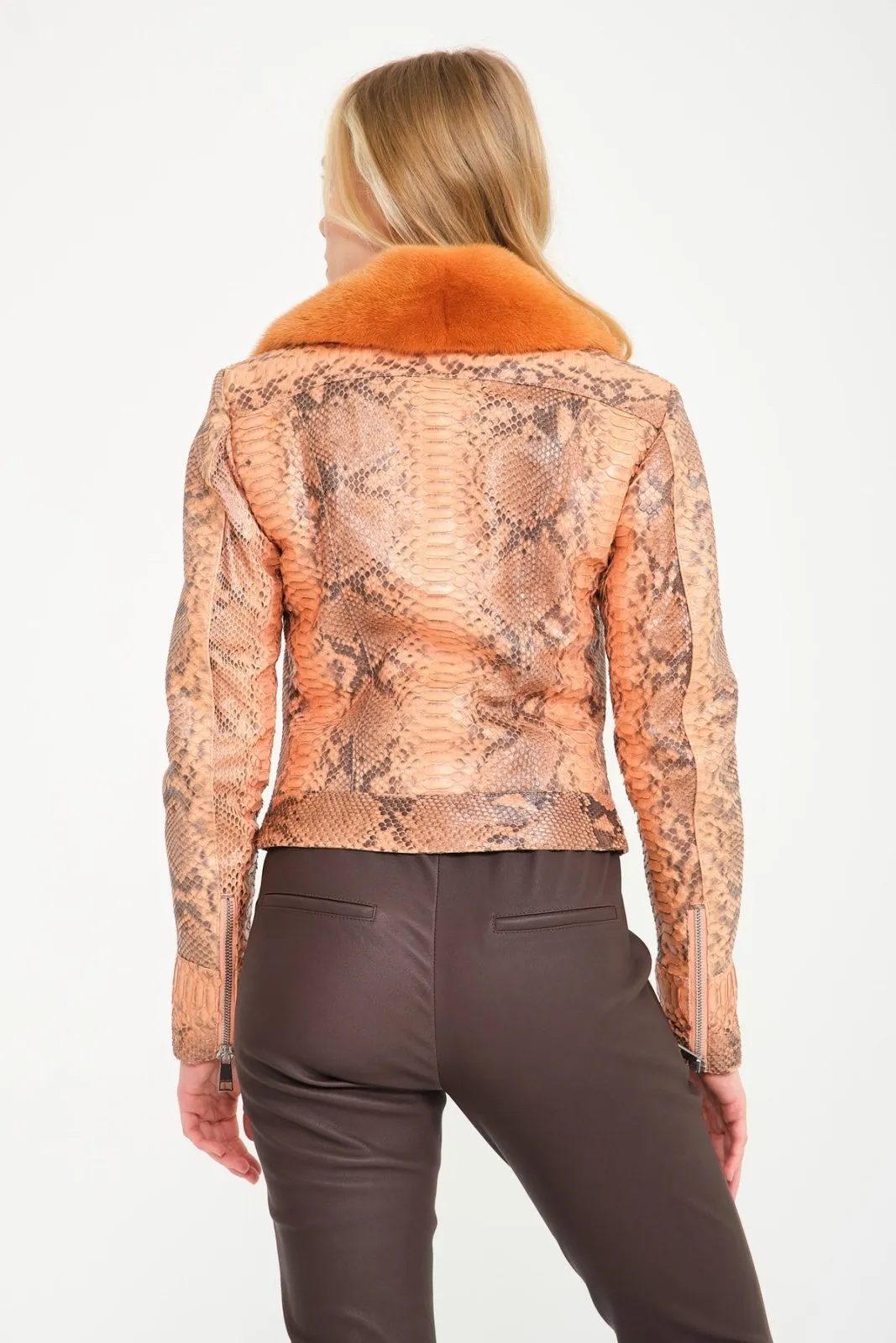 Orange Python Leather Jacket