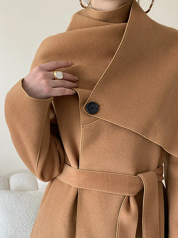 Original Stylish Loose Long Sleeves Solid Color Woolen Coats