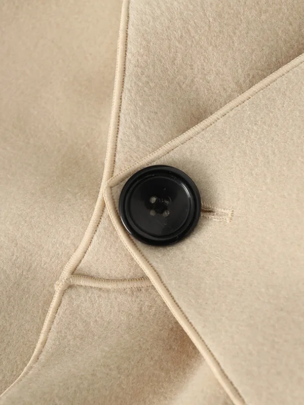 Original Stylish Loose Long Sleeves Solid Color Woolen Coats