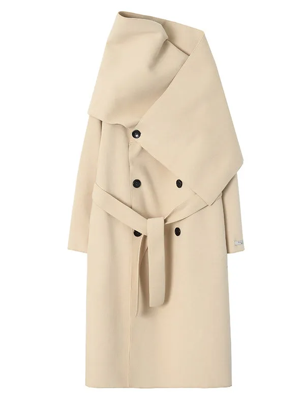 Original Stylish Loose Long Sleeves Solid Color Woolen Coats