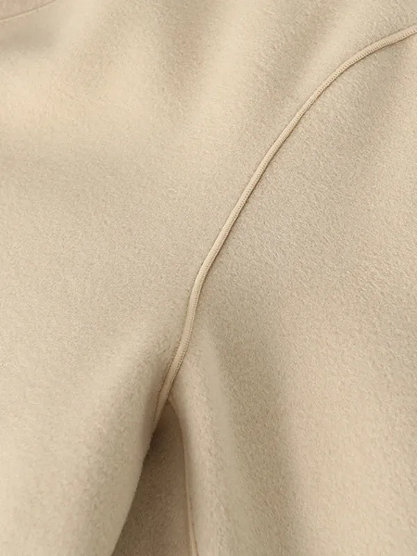 Original Stylish Loose Long Sleeves Solid Color Woolen Coats