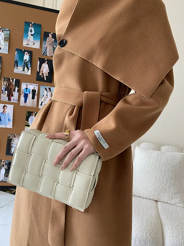 Original Stylish Loose Long Sleeves Solid Color Woolen Coats