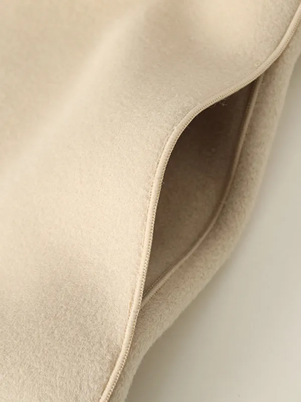 Original Stylish Loose Long Sleeves Solid Color Woolen Coats