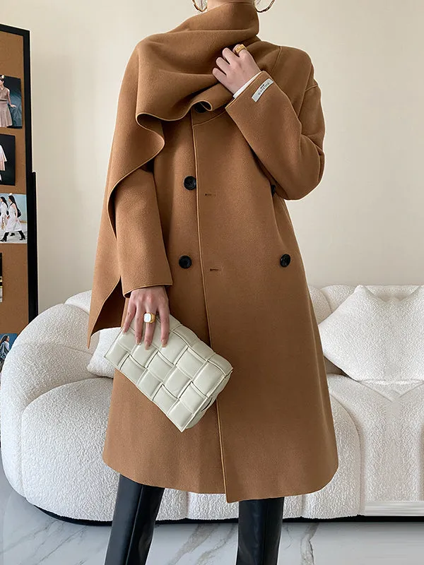 Original Stylish Loose Long Sleeves Solid Color Woolen Coats