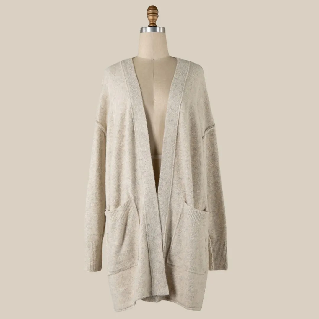 Outline Soft Ribbed Cardigan (Cream   Oatmeal)