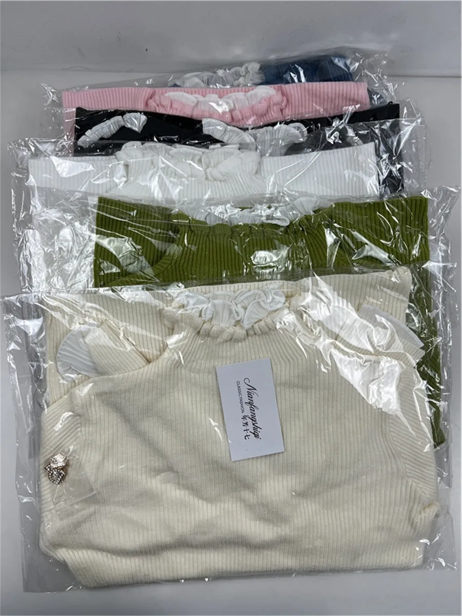 Patchwork Warm Sweater Elegant Long Sleeve Slim Turtleneck Knitted