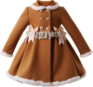 Pettigirl Girls Winter Fashion Khaki Trench Overcoat Jacket Teen Toddler Sweet Special Occasion Outfit Coats Fall