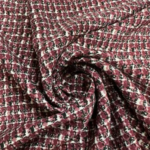 Red Multi Print Poly Peachskin Fabric