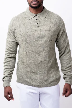 ribbed sweater with partial button placket