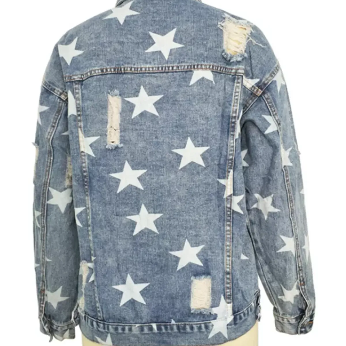 Ripped Star Loose Denim Jacket