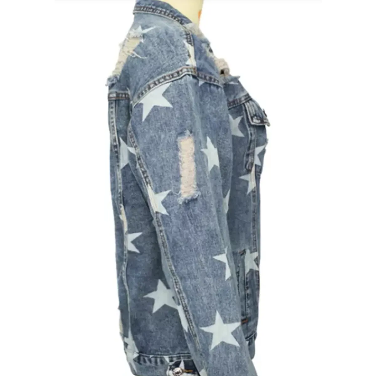 Ripped Star Loose Denim Jacket