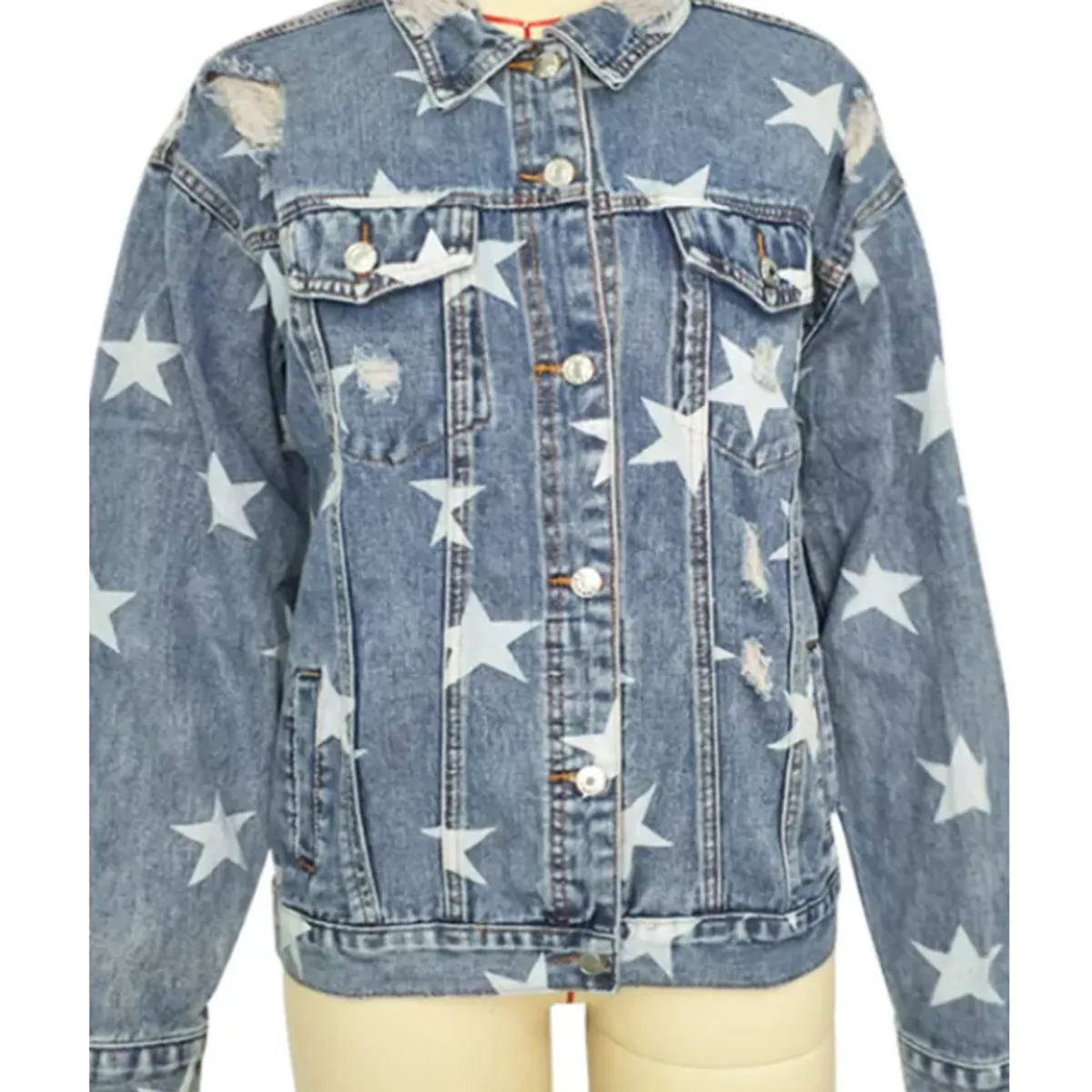Ripped Star Loose Denim Jacket