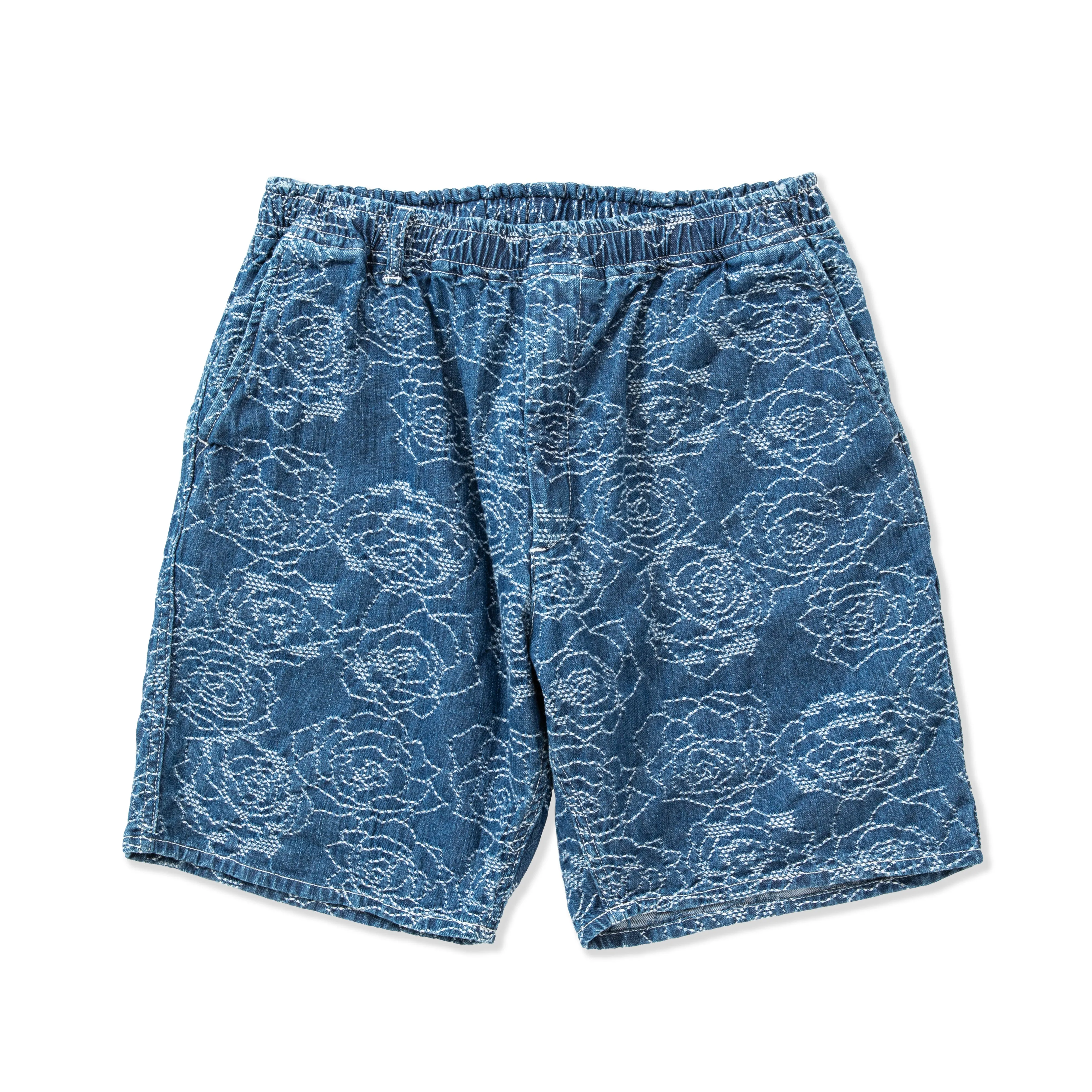 ROSE PATTERN JACQUARD DENIM EASY SHORTS