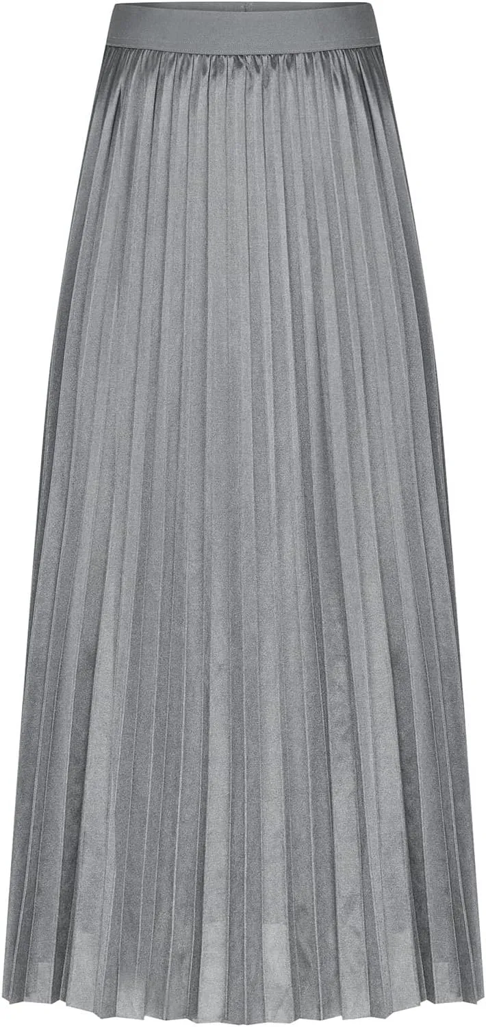 Satin Skirts for Women Silk Soft Smooth Skirt Solid Color Ruched Comfort Skirt Flowy Swing Stretch Skirts
