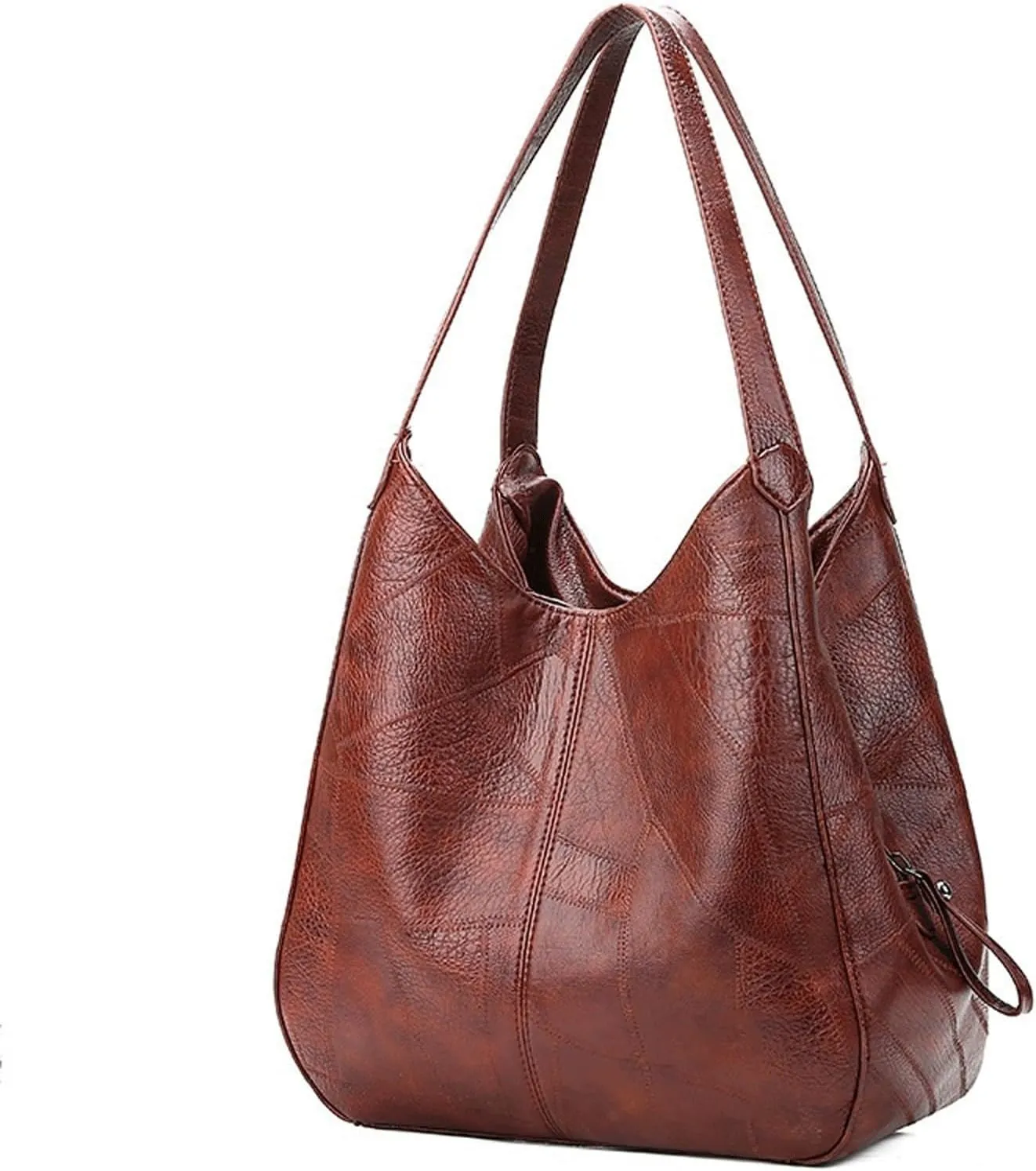 Shoulder Bag Large Capacity Waterproof Canvas Handbag with Shoulder Strap - Versatile Leisure Small Leather Bag(Brown)