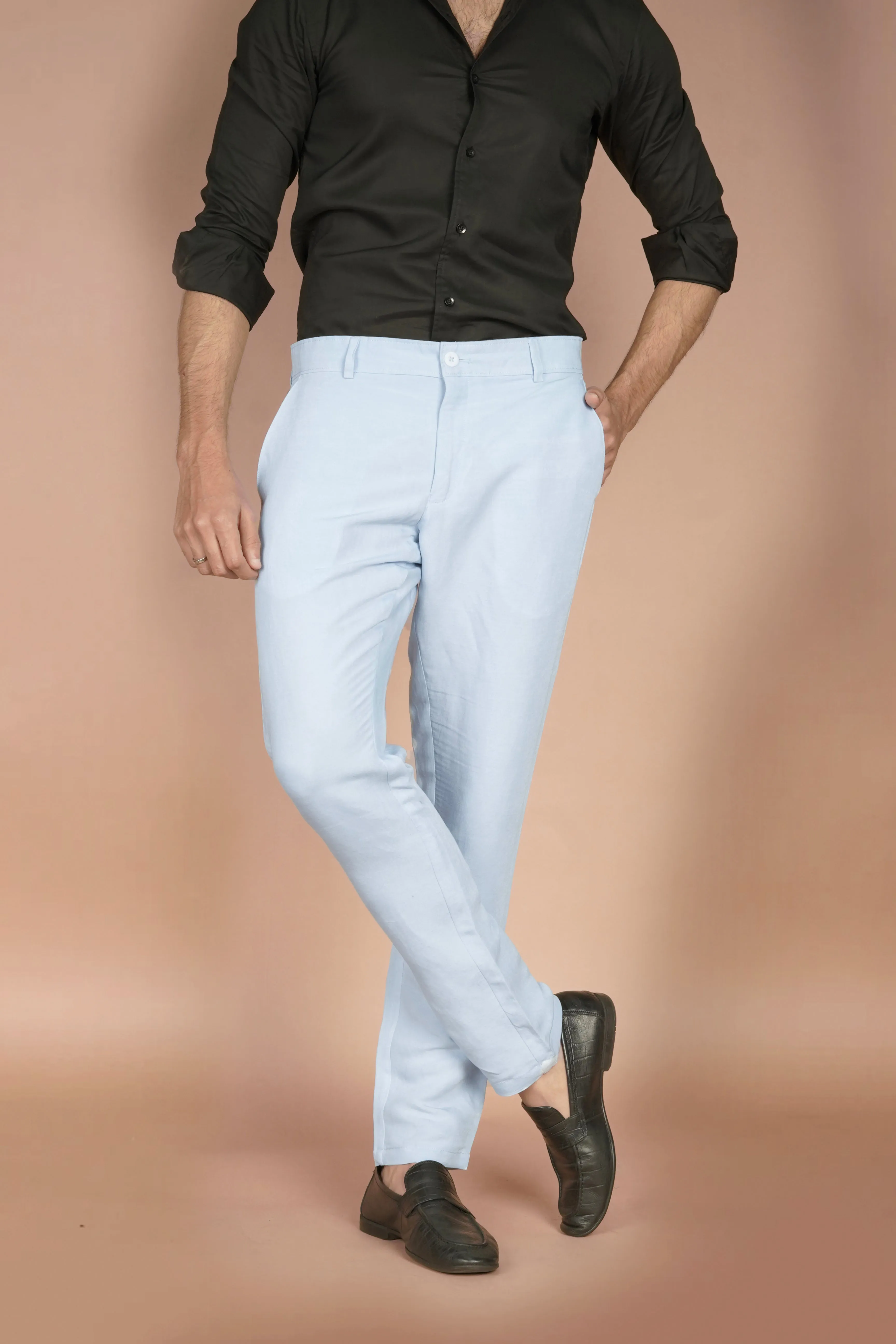 Sky Blue Linen Trousers