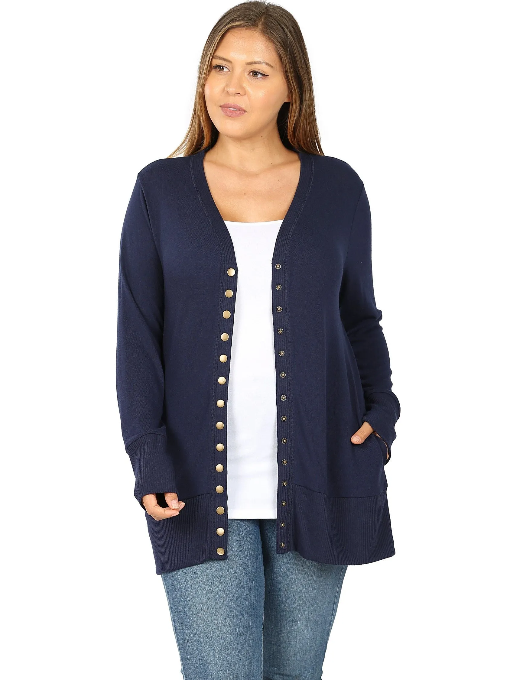 Snap Button Cardigan w/ Pockets