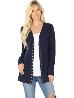 Snap Button Cardigan w/ Pockets