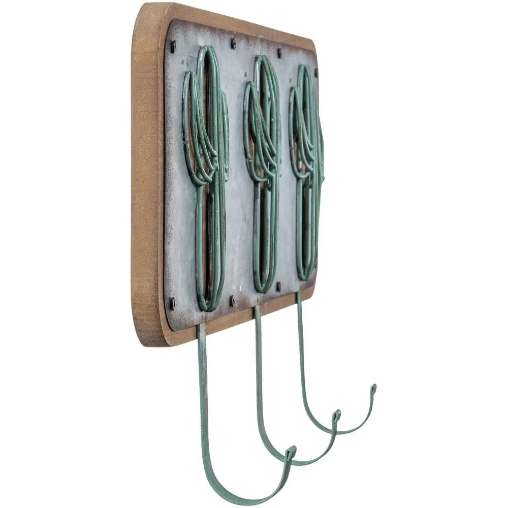 Southwest Cactus 3-Hook Wall Mount Hanging Hook, 19 x 16