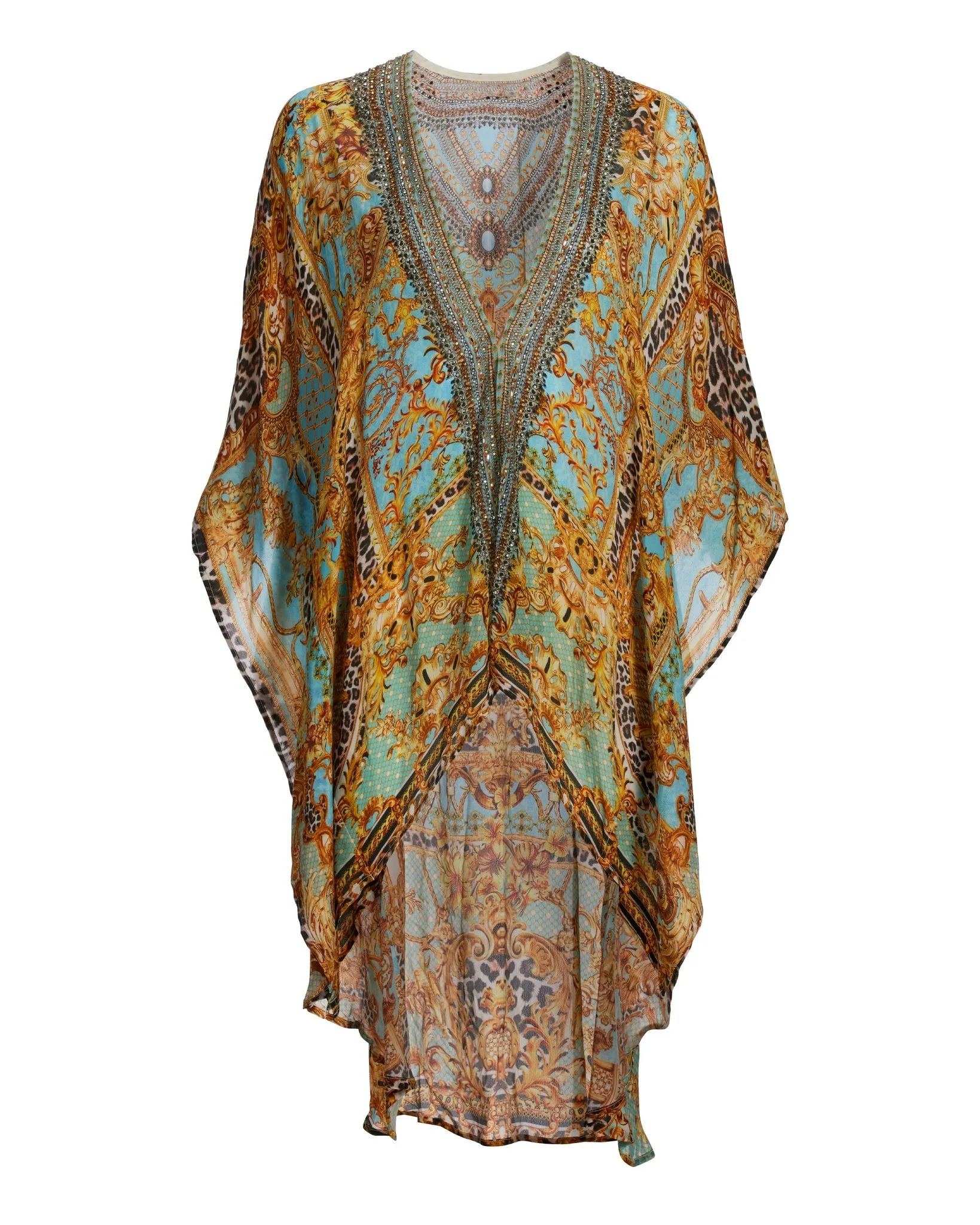 Status Animal Print Embellished Kimono Multi