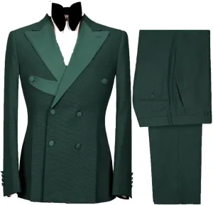 Stylish 2 Piece Double Breasted Suit Men Slim Fit Suits for Wedding Point Lapel Formal Business Groom Tuxedo