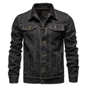 Stylish Men's Denim Jacket – Casual Jeans Workwear, Loose Fit Tops, Youthful Solid Color Outerwear - Elegant Gift for Him