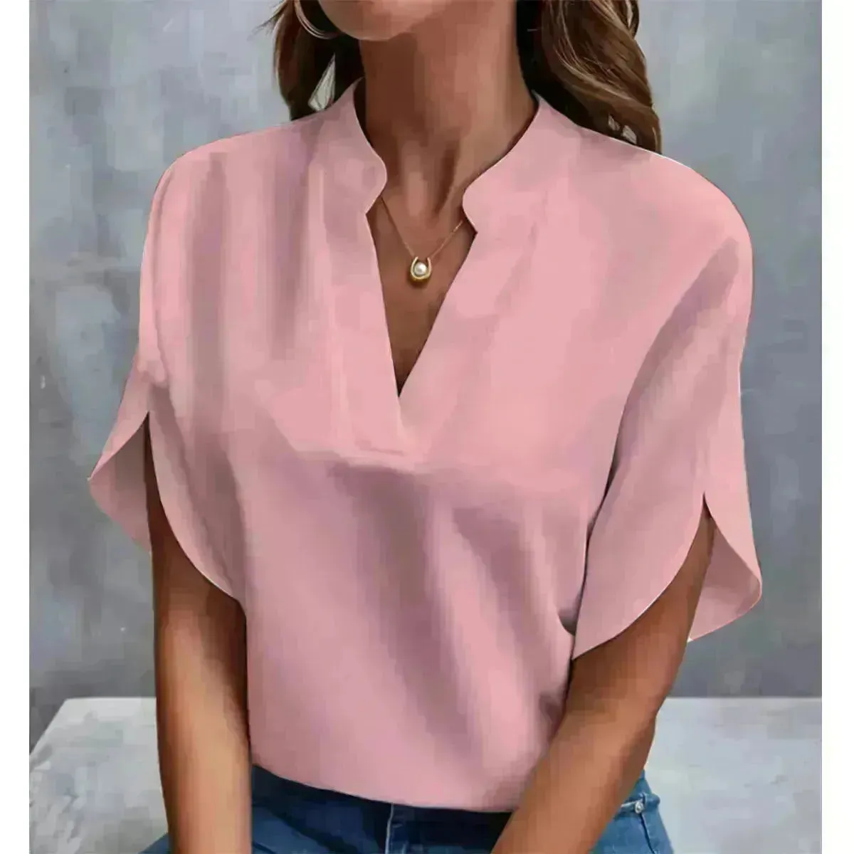 Summer Short-sleeved Chiffon Shirt New V-neck Shirt Women's Casual Versatile Clothing Evening Tops for Women