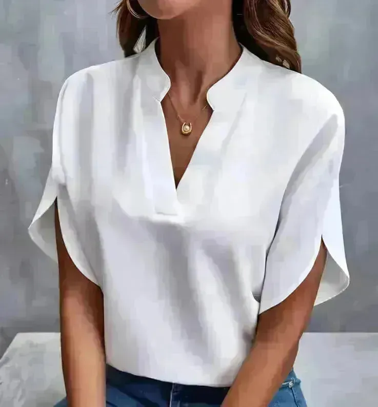 Summer Short-sleeved Chiffon Shirt New V-neck Shirt Women's Casual Versatile Clothing Evening Tops for Women