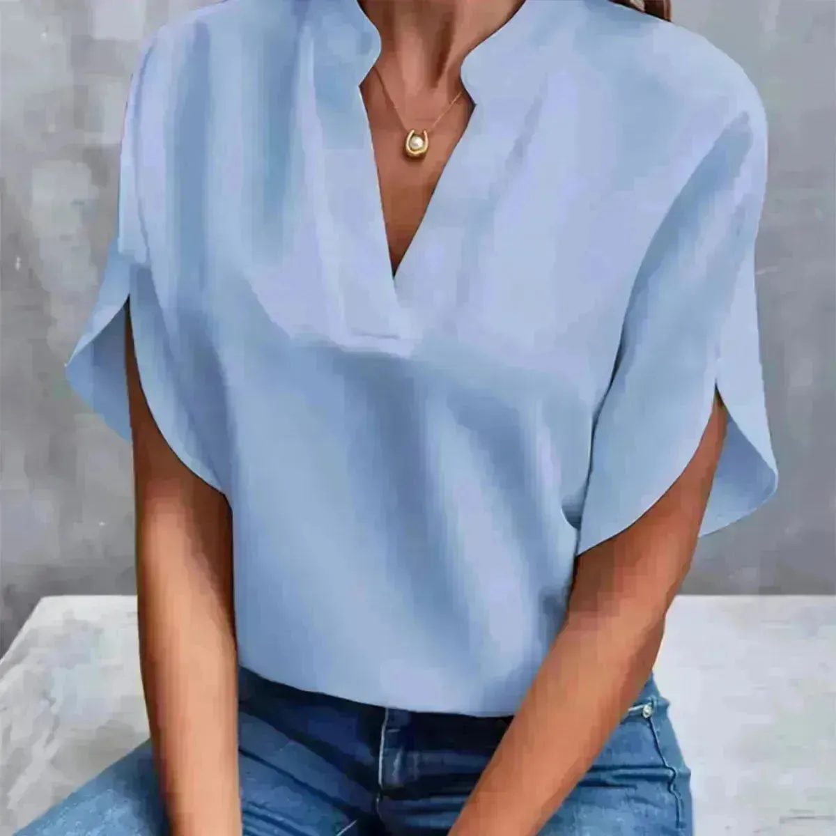 Summer Short-sleeved Chiffon Shirt New V-neck Shirt Women's Casual Versatile Clothing Evening Tops for Women