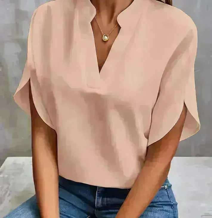Summer Short-sleeved Chiffon Shirt New V-neck Shirt Women's Casual Versatile Clothing Evening Tops for Women