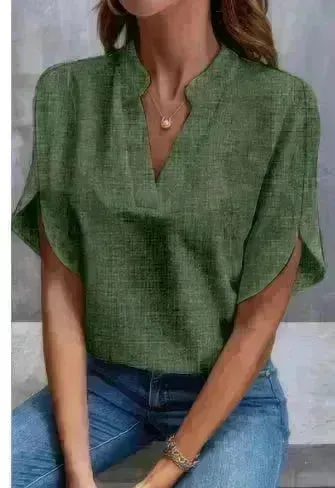 Summer Short-sleeved Chiffon Shirt New V-neck Shirt Women's Casual Versatile Clothing Evening Tops for Women