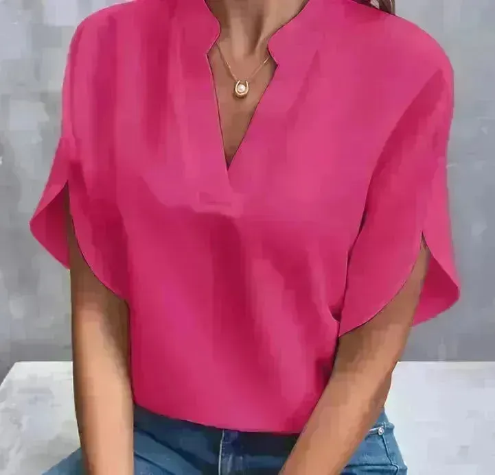Summer Short-sleeved Chiffon Shirt New V-neck Shirt Women's Casual Versatile Clothing Evening Tops for Women
