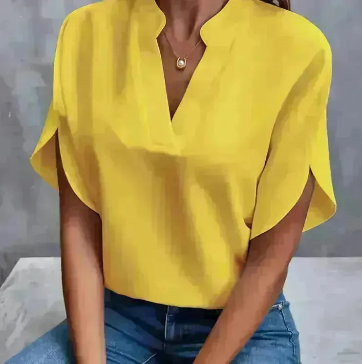 Summer Short-sleeved Chiffon Shirt New V-neck Shirt Women's Casual Versatile Clothing Evening Tops for Women