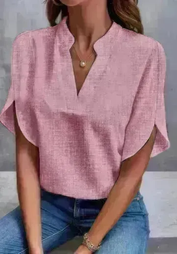 Summer Short-sleeved Chiffon Shirt New V-neck Shirt Women's Casual Versatile Clothing Evening Tops for Women