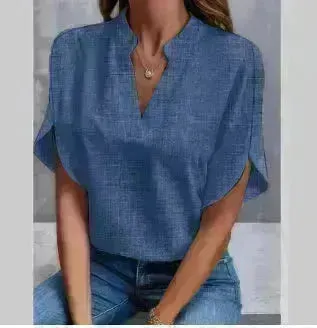 Summer Short-sleeved Chiffon Shirt New V-neck Shirt Women's Casual Versatile Clothing Evening Tops for Women