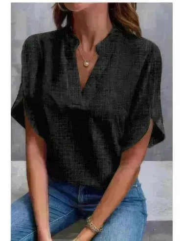 Summer Short-sleeved Chiffon Shirt New V-neck Shirt Women's Casual Versatile Clothing Evening Tops for Women