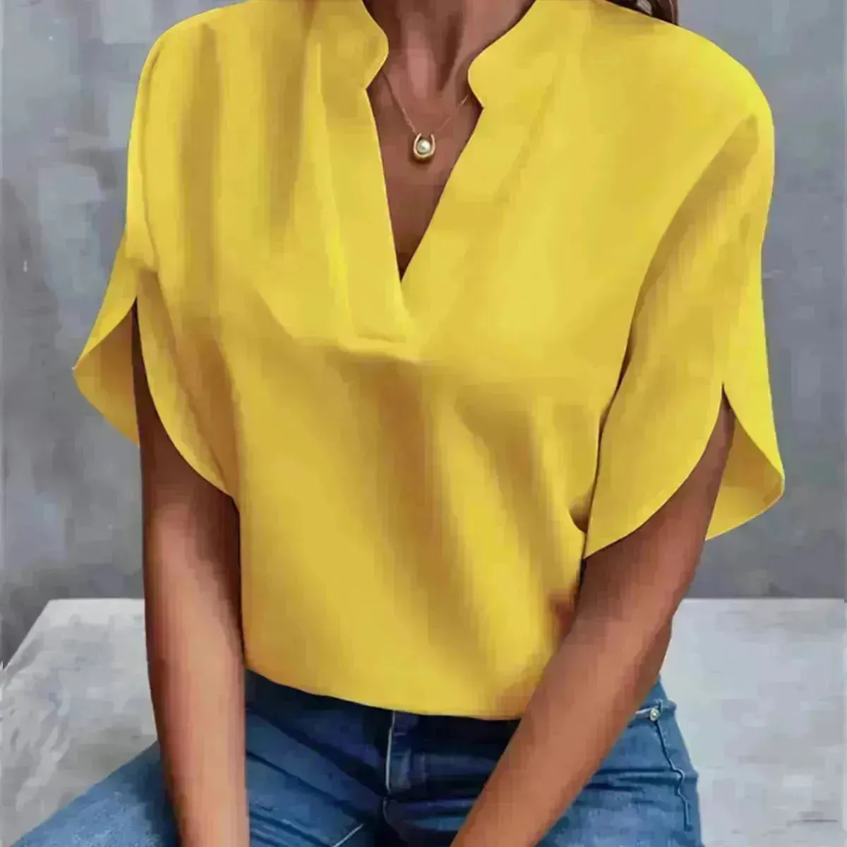 Summer Short-sleeved Chiffon Shirt New V-neck Shirt Women's Casual Versatile Clothing Evening Tops for Women