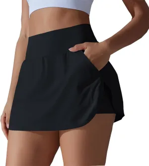 Tennis Skirts Women High Waisted Stretchy Smooth Athletic Skirt Lightweight 2025 Solid Color Sun Protection Skort