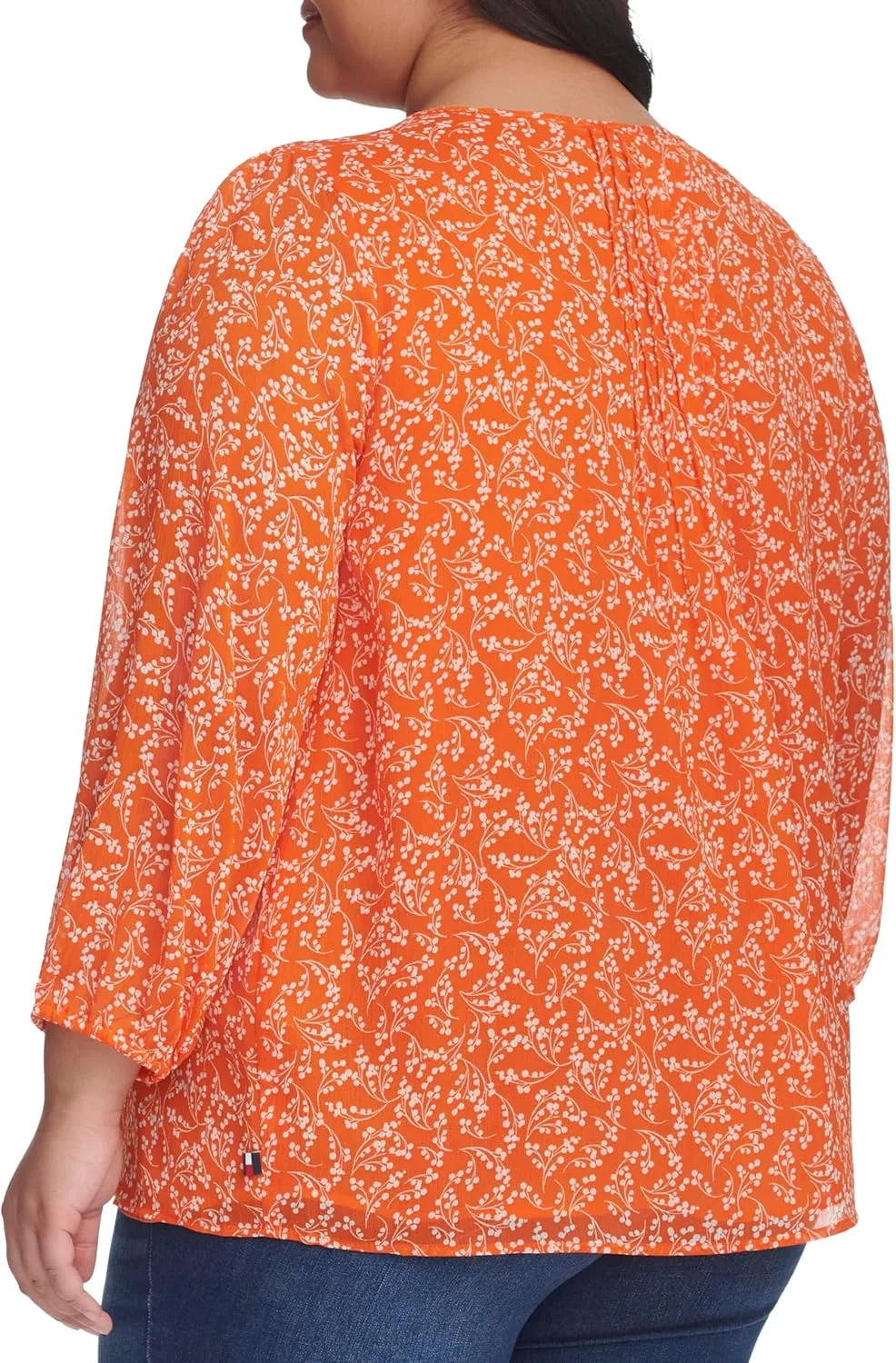 Tommy Hilfiger Women's Printed Long Sleeve Pintuck Blouse
